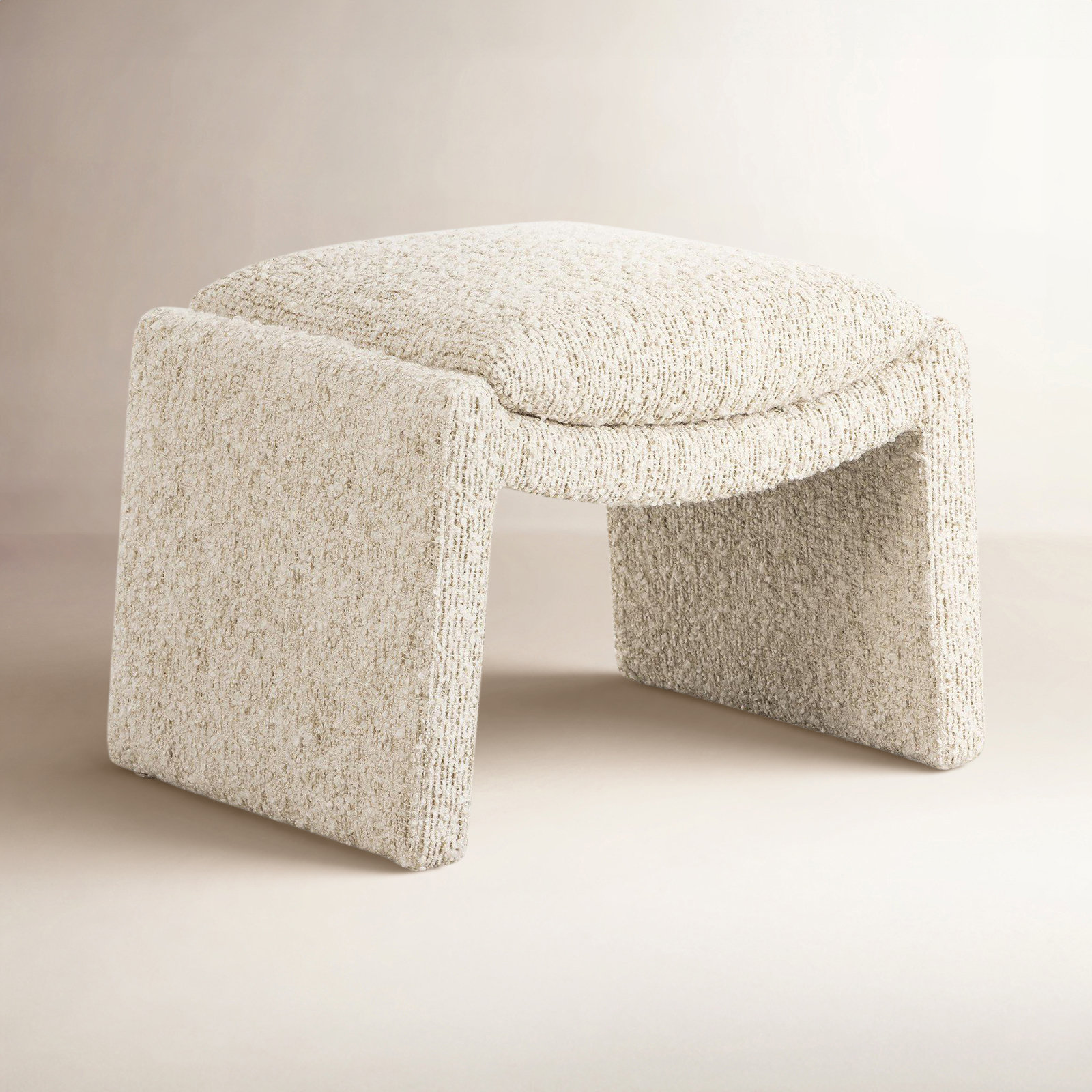 Upholstered Ottoman, Cream Arcylic