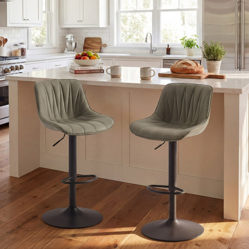 Tabourets de bar pivotants à hauteur réglable Modern, Vert olive