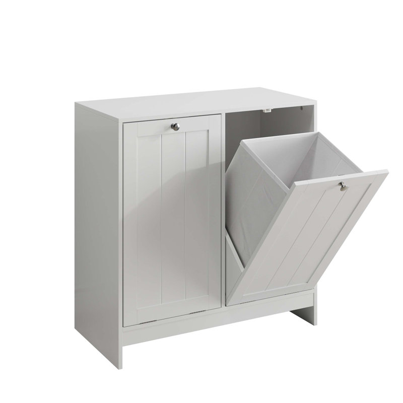 Tilted Laundry Hamper with Removable Baskets for Efficient Sorting and Space-Saving Storage.