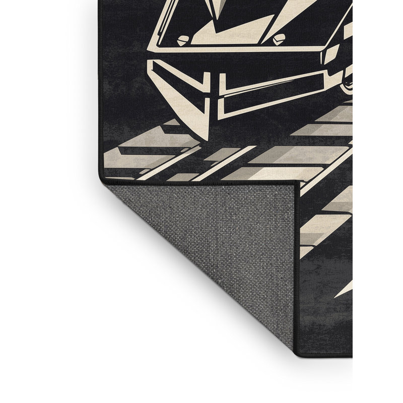 Tapis gris doux et moelleux à motif géométrique de train de fret industriel Groshon, 8 x 12