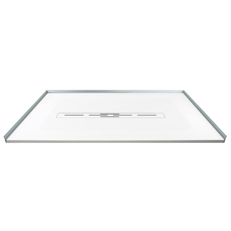 Trimslate  Elite 60-in x 42-in Zero Threshold Shower Base with Center Drain, White, SMFZSE6042C-31, White