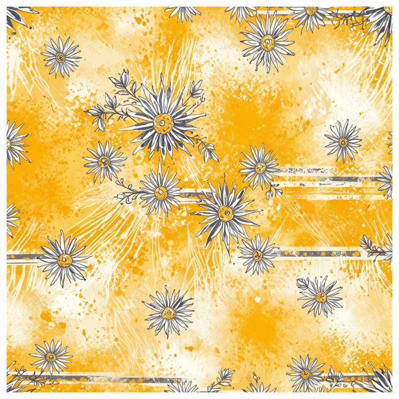 Couvertures à motif de marguerites jaunes, L 50 po x H 60 po
