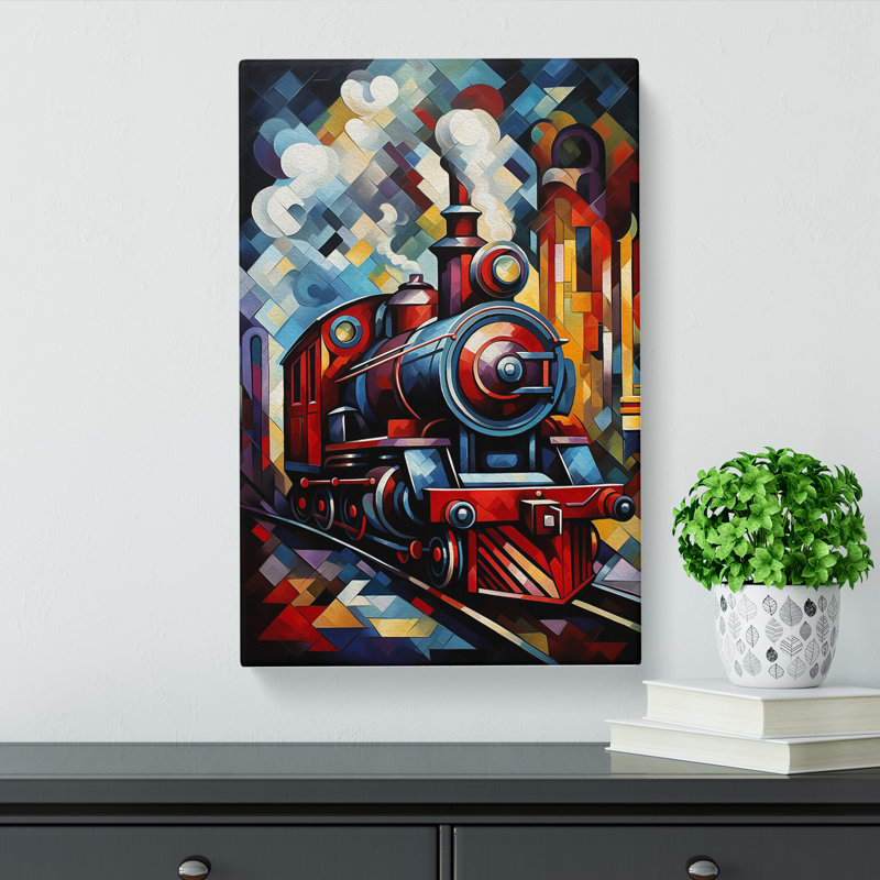 Steam Train Cubism - Wrapped Canvas, 50cm H x 35cm W x 3cm D