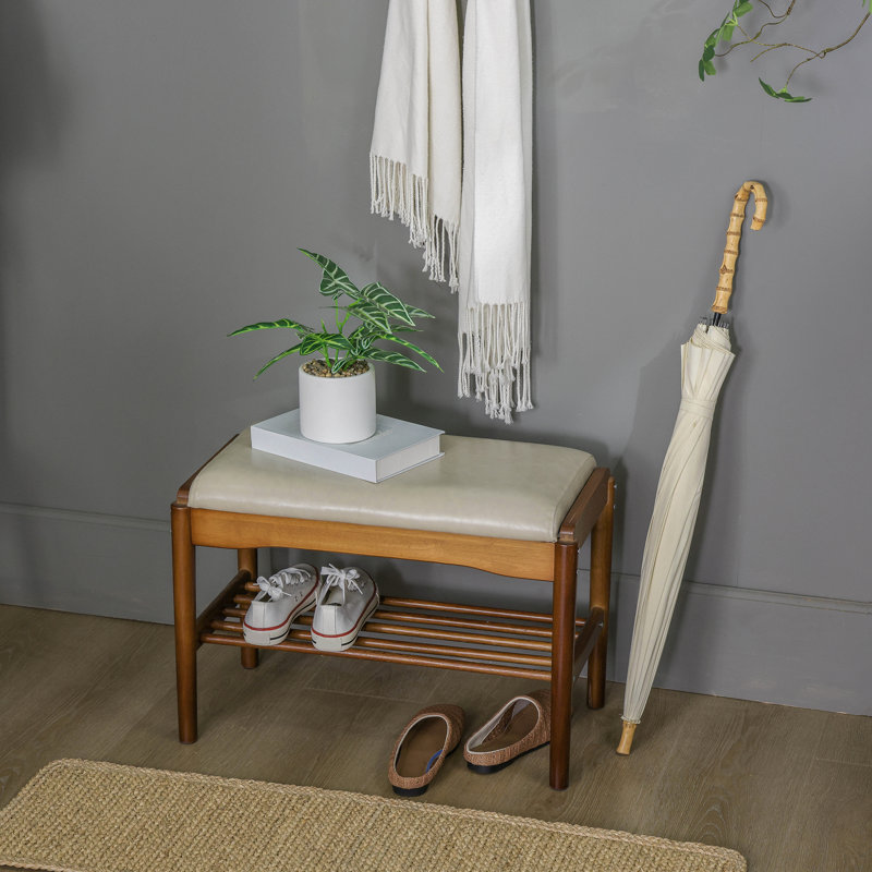 Banc de rangement en similicuir, H 15,75 po x l 23,62 po x P 11,81 po