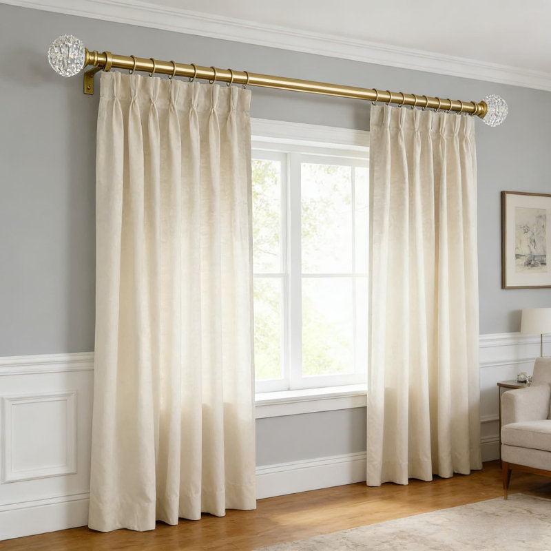Tringle à rideaux télescopique simple avec fleuron en losange acrylique - Tringle à draperie robuste pour fenêtres, longueur ajustable pour habillage de fenêtre personnalisé