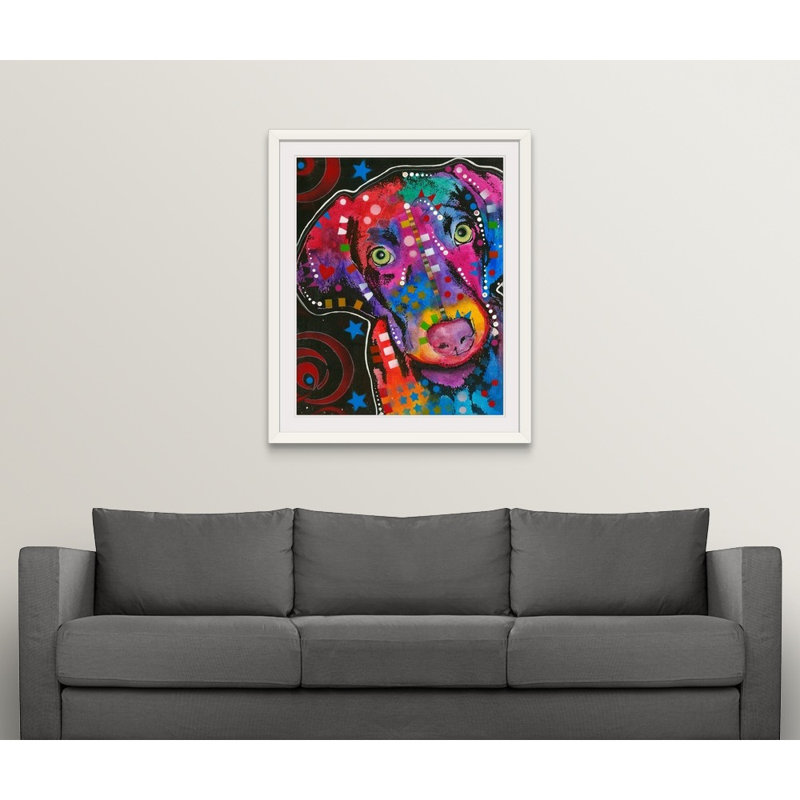 « dog art 18 », reproduction d’art, H 28 po x l 24 po x P 1 po, Cadre blanc