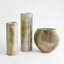 Golden Raku Flat Round Vase