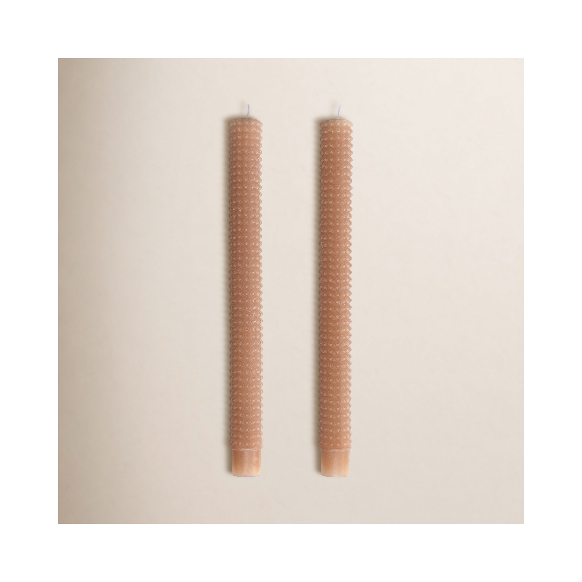 Unscented Hobnail Taper Candles, Brown