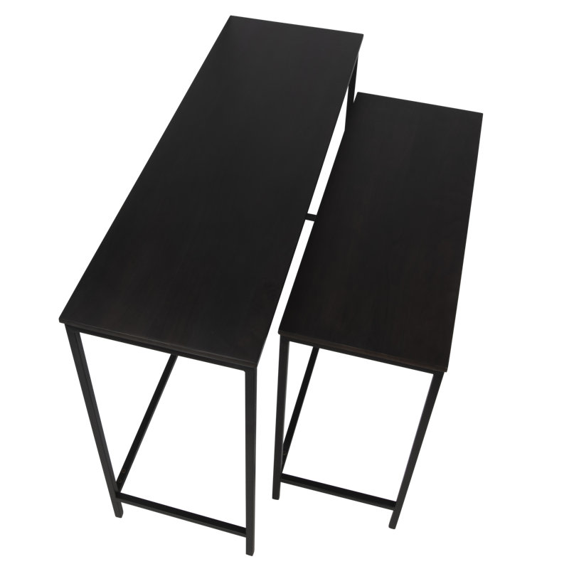  Solid Wood Frame Nesting Tables, Brown