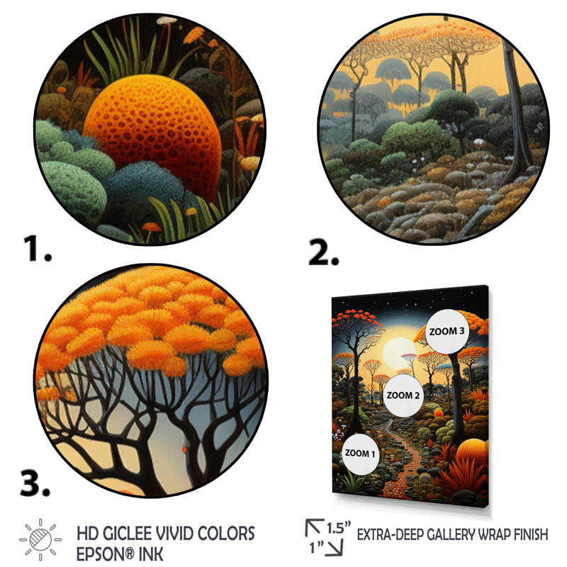 Timaka " Baobab Tree The Enchanted III ", Gold Picture Framed Canvas, 44" H x 34" W x 1.5" D