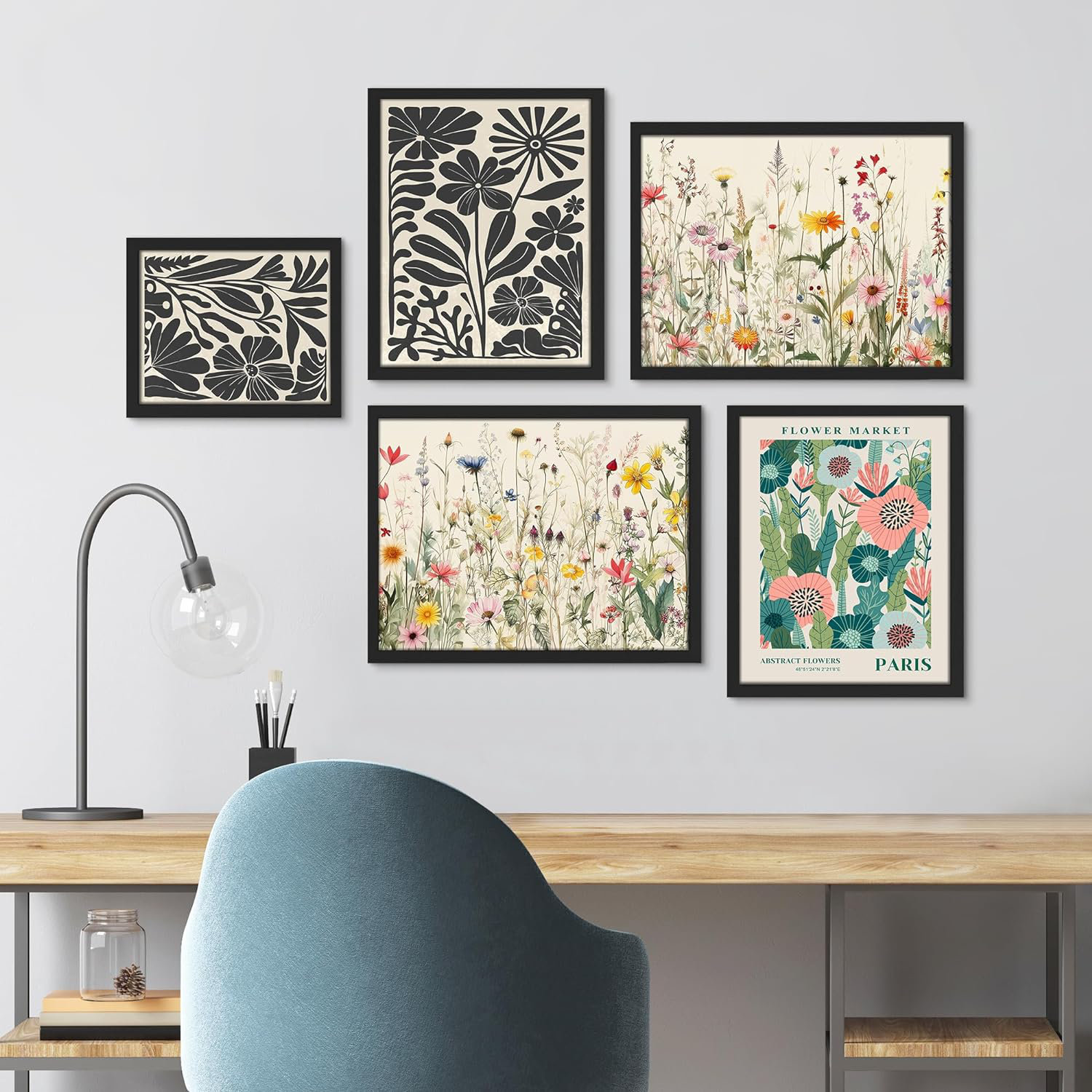 SIGNLEADER Bright Watercolor Flower Bouquet Wildflower Floral Botanical ...