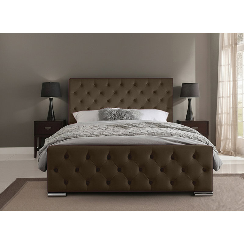 Carlos Upholstered Bed Frame, Mole, Double (4'6)