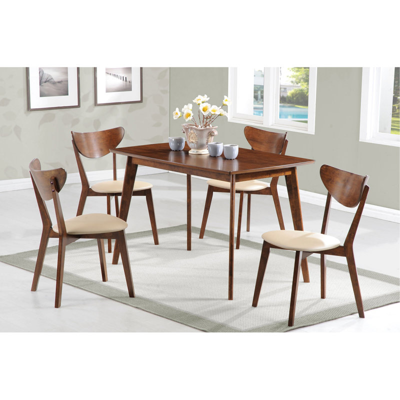 Off-White And Chestnut 5-Piece Dining Set