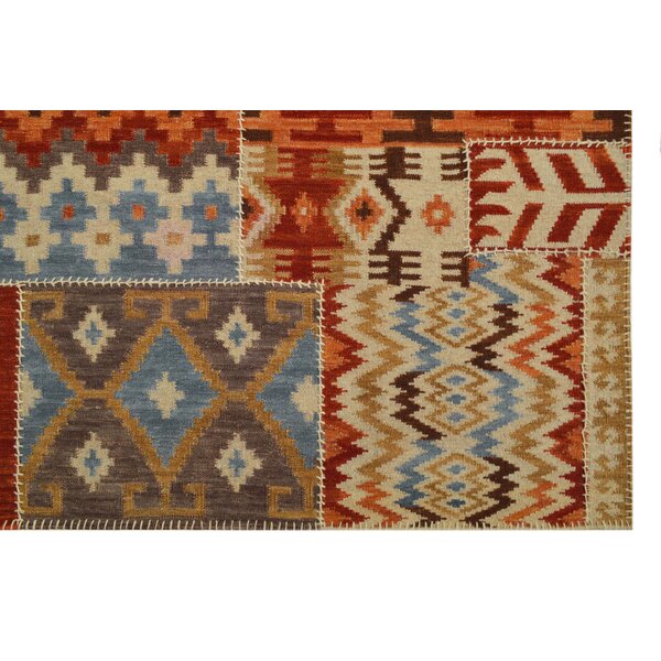 Bakero Handmade Kilim Wool Orange/Blue Rug | Wayfair.co.uk