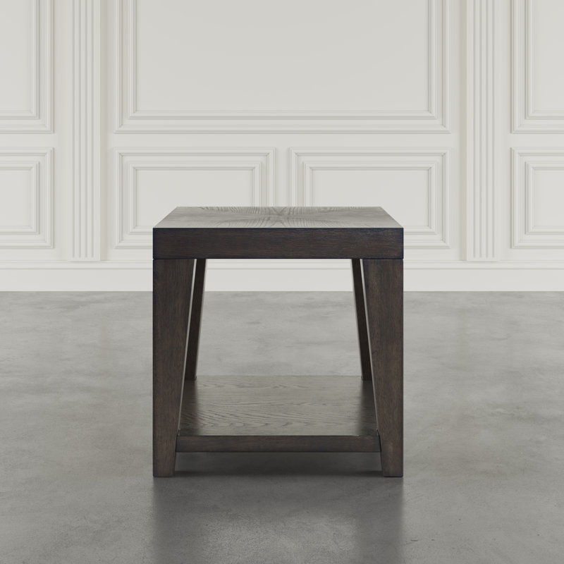 Nicci Lofland Modern Contemporary 24" Square End Table with Open Shelf, Dark Brown Wood