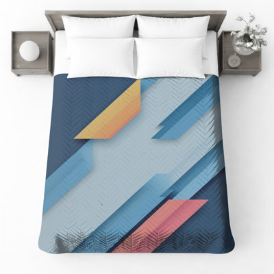 Abstract Geometric Shapes Quilted Bedspread All Sizes