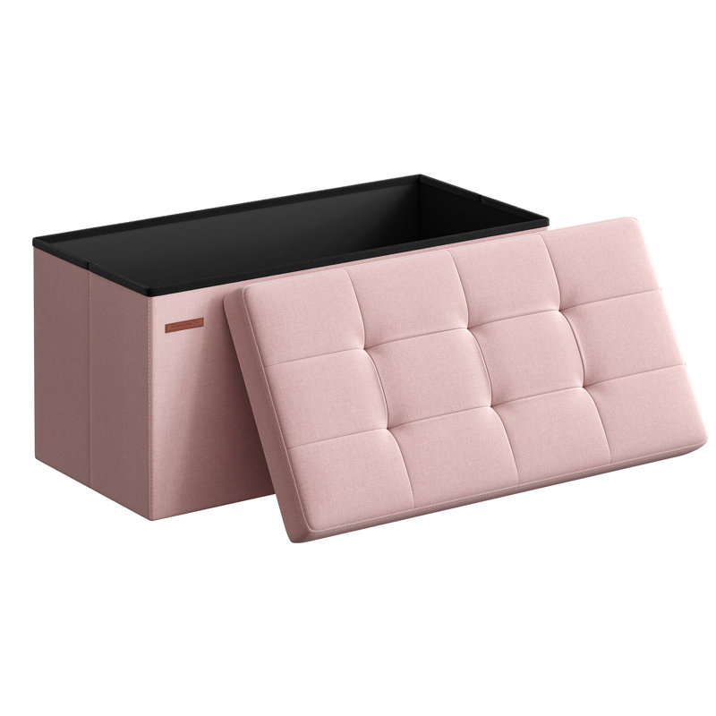Banc de rangement avec repose-pieds pliant, Rose, Tissu Oxford