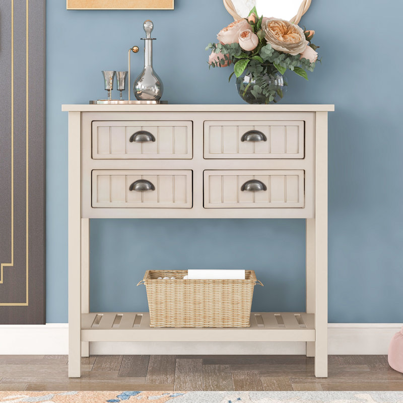 Aubriana 31.7'' Solid Wood Console Table, Retro Gray
