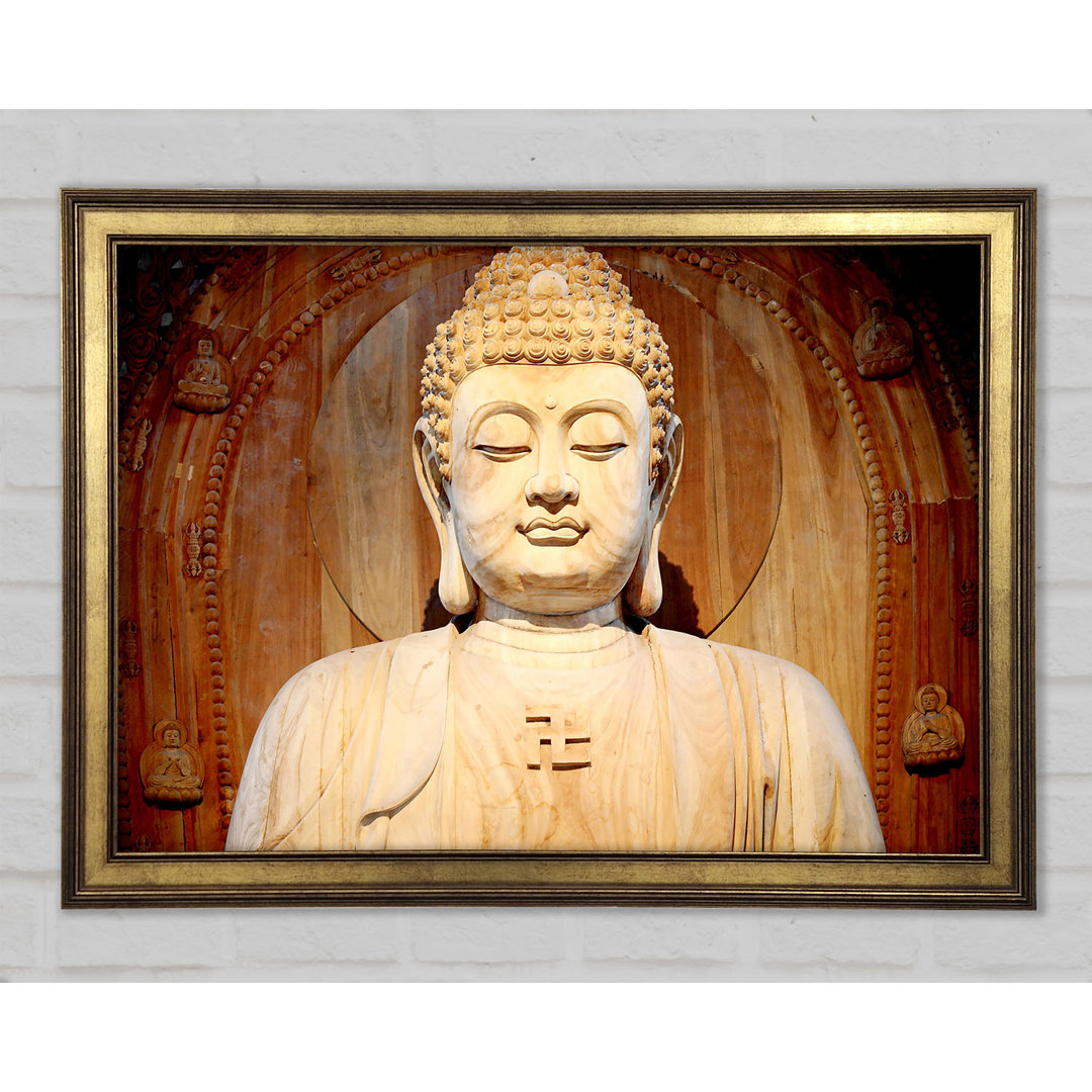 Gerahmtes Leinwandbild Buddha Face Statue