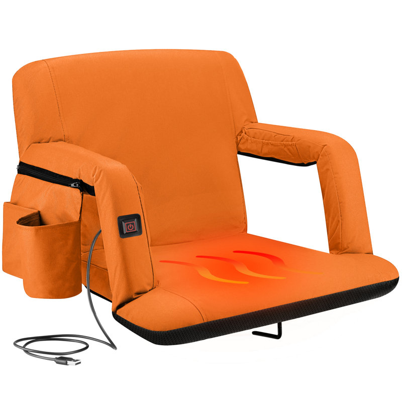Siège inclinable chauffant Alpcour - siège pliable imperméable avec rembourrage épais et dossier, Orange