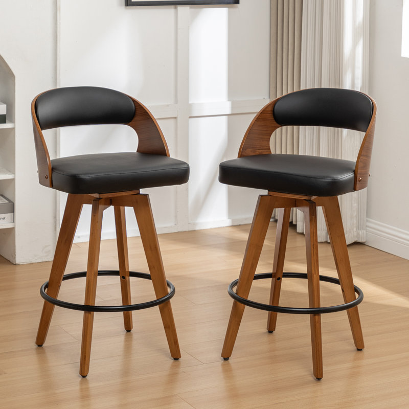 Tabourets pivotants rembourrés Cayuga, Noir, Tabouret de bar (siège d'une hauteur de 30 po)