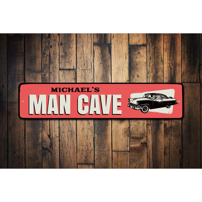 Enseigne en aluminium «Car Man Cave», H 6 po x l 24 po x P 0,063 po