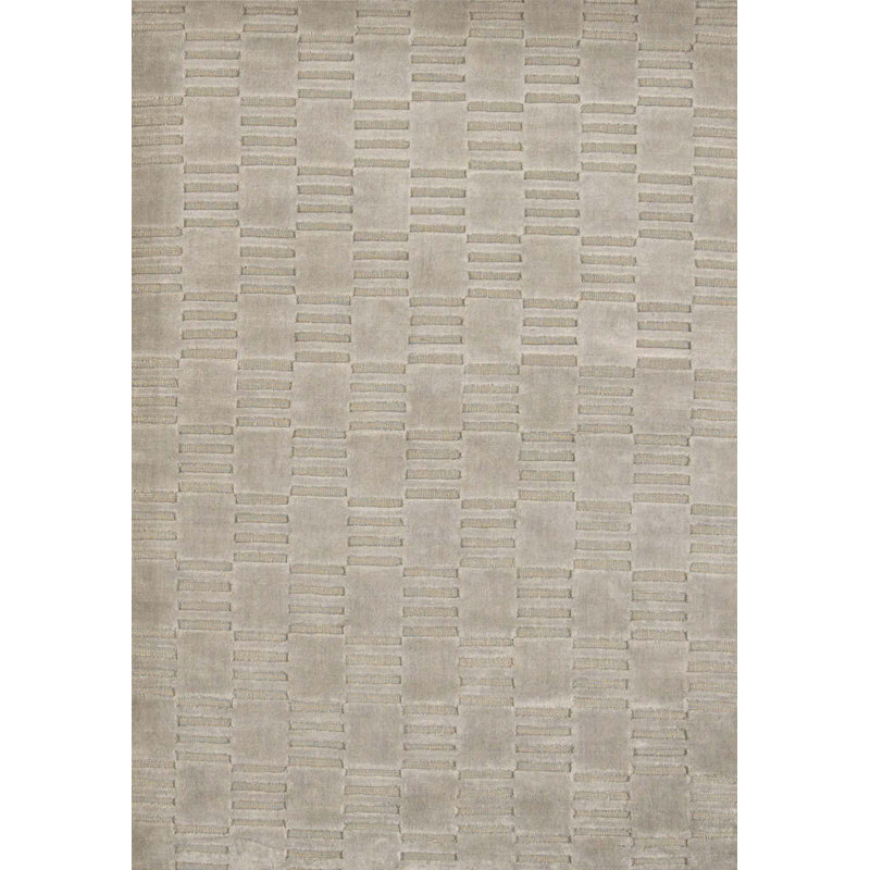 Cotton Geometric Area Rug in Beige