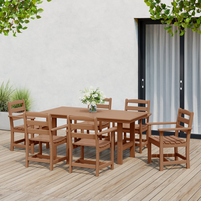 7-Piece Arm Chair Dining Set, Tan