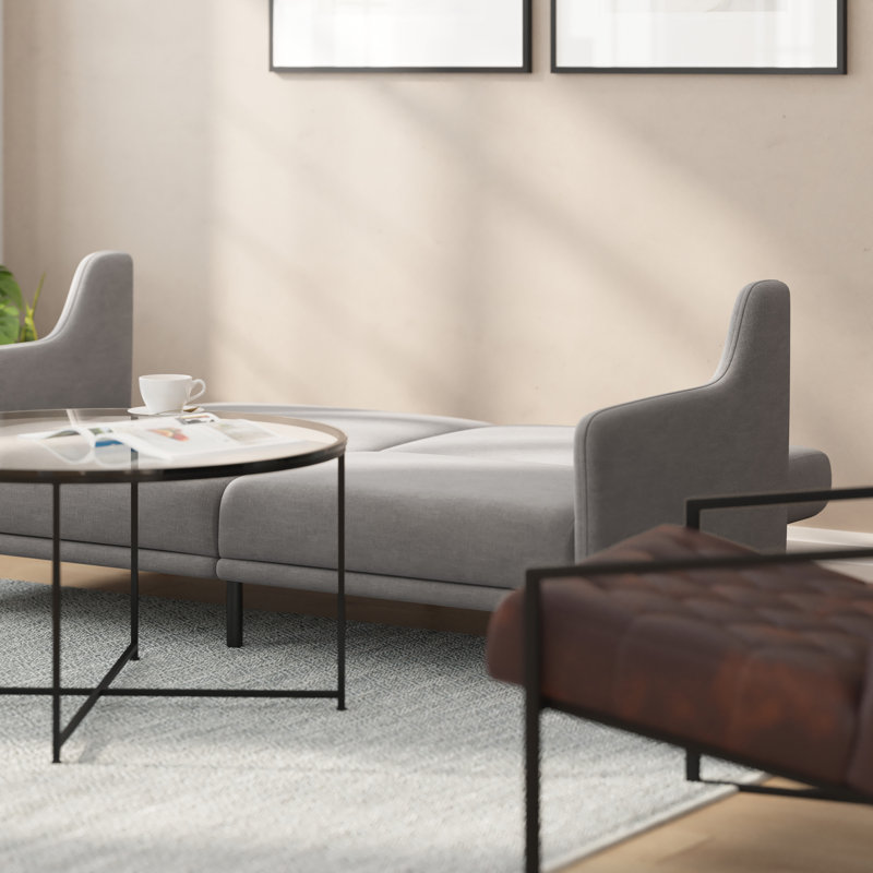 Prima 72'' Square Arm Sofa Bed, Gray Polyester Blend