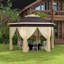 Abri de jardin escamotable, abri à baldaquin hexagonal avec filet en filet à 6 fermetures à glissière, tente d'événement avec cadre en acier robuste pour patio, jardin, mariage, fête