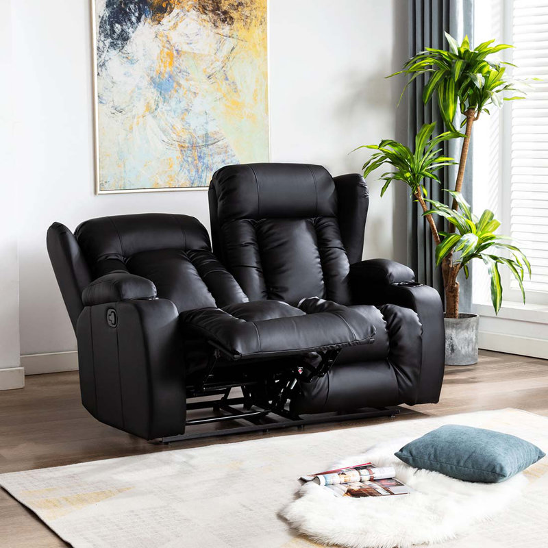 Deneishia 2 Seater Reclining Sofa, Black