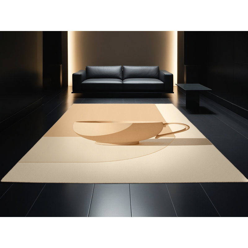Machine Washable Templeton Tea Cup Minimalist Rug in Beige – Beige Binding, 2x4