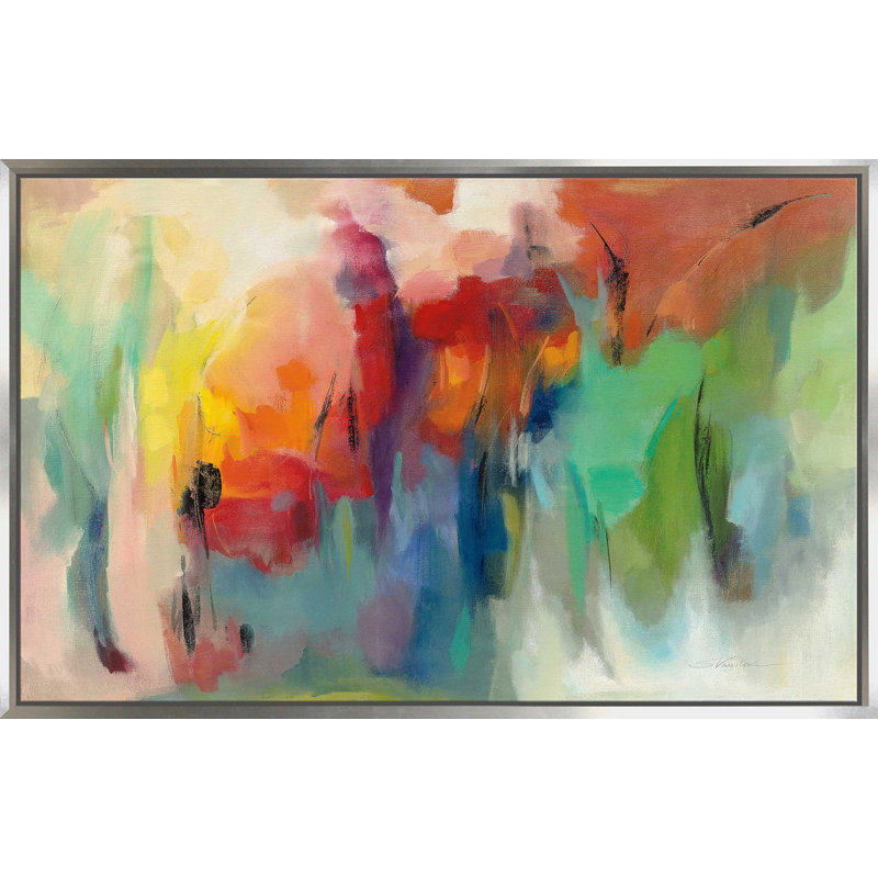 March Rainbow - Peinture, Cadre flottant argent, H 27,5 po x l 43,5 po, Sans cadre