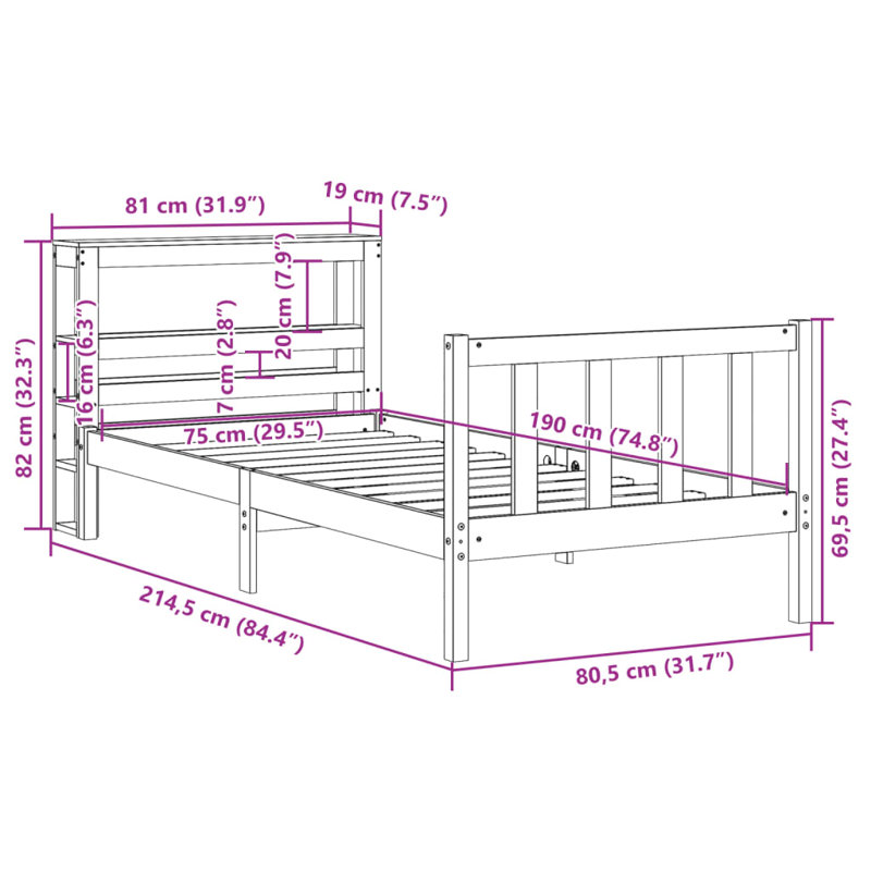 Bossier Solid Wood Storage Bed, Small Single (2'6), White