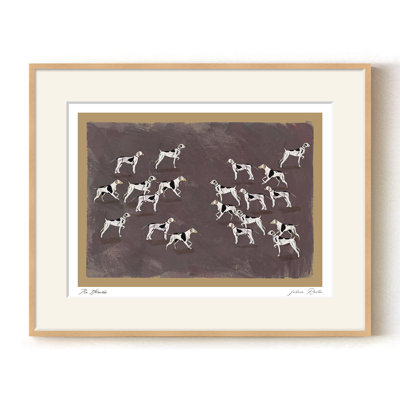Mod-Ensemble The Swans par ChiChi - art mural minimaliste bleu foncé avec oiseaux aquatiques blancs | H 36 po x l 48 po | Cadre naturel