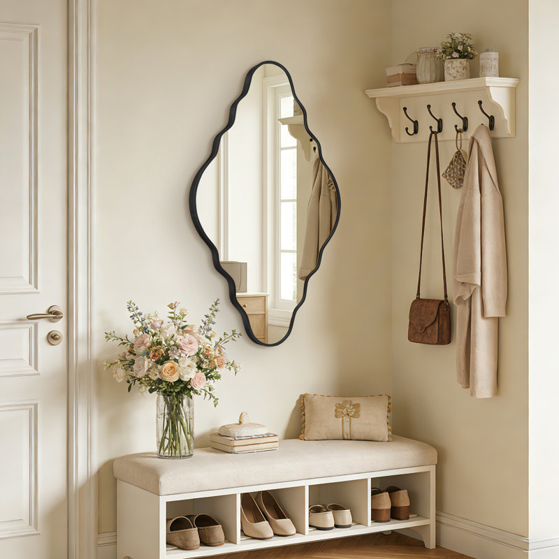 Aluminium Diamond Mirror, 105 cm H x 65 cm W, Black