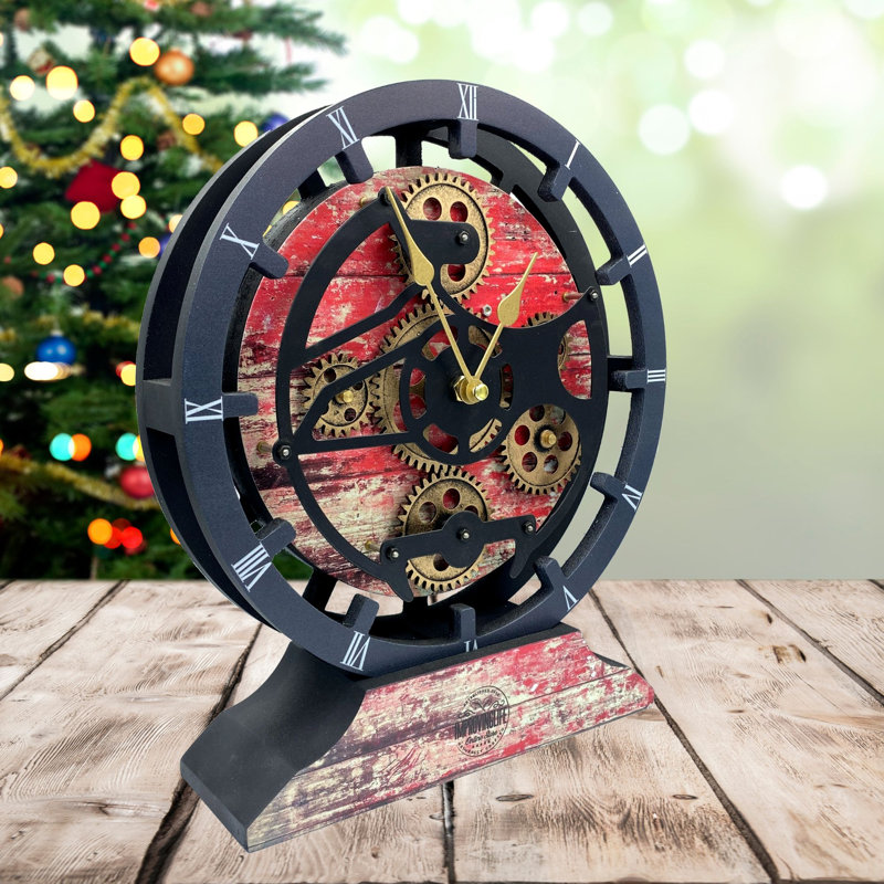 Wood Wall Clock, Red Lava