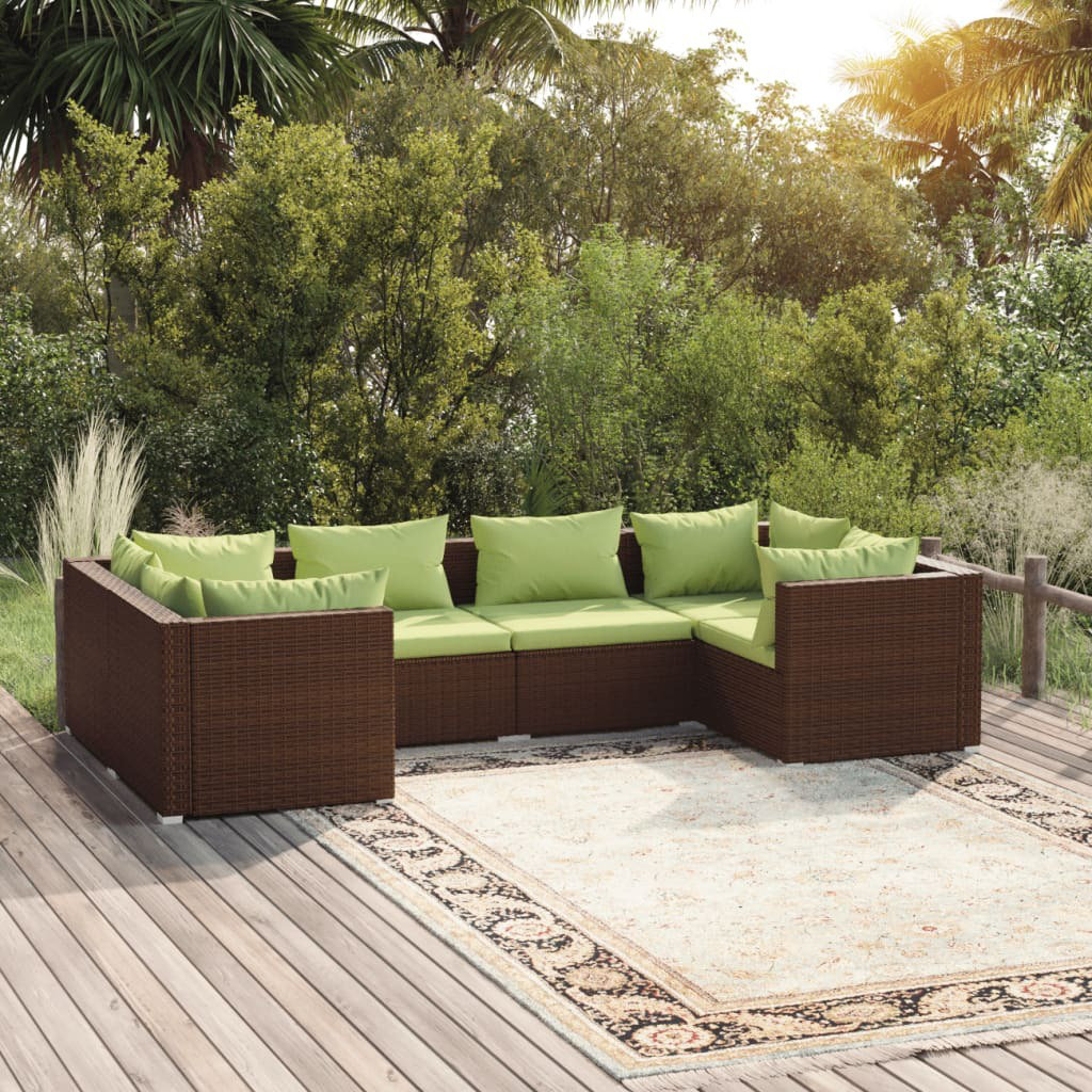 6-Sitzer Lounge-Set Izzabellah aus Rattan mit Polster