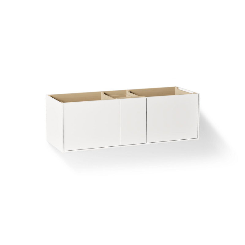 Jute Tones Vanity Base Only 2 Sink Bathroom Vanity Base Only Base, Linen White
