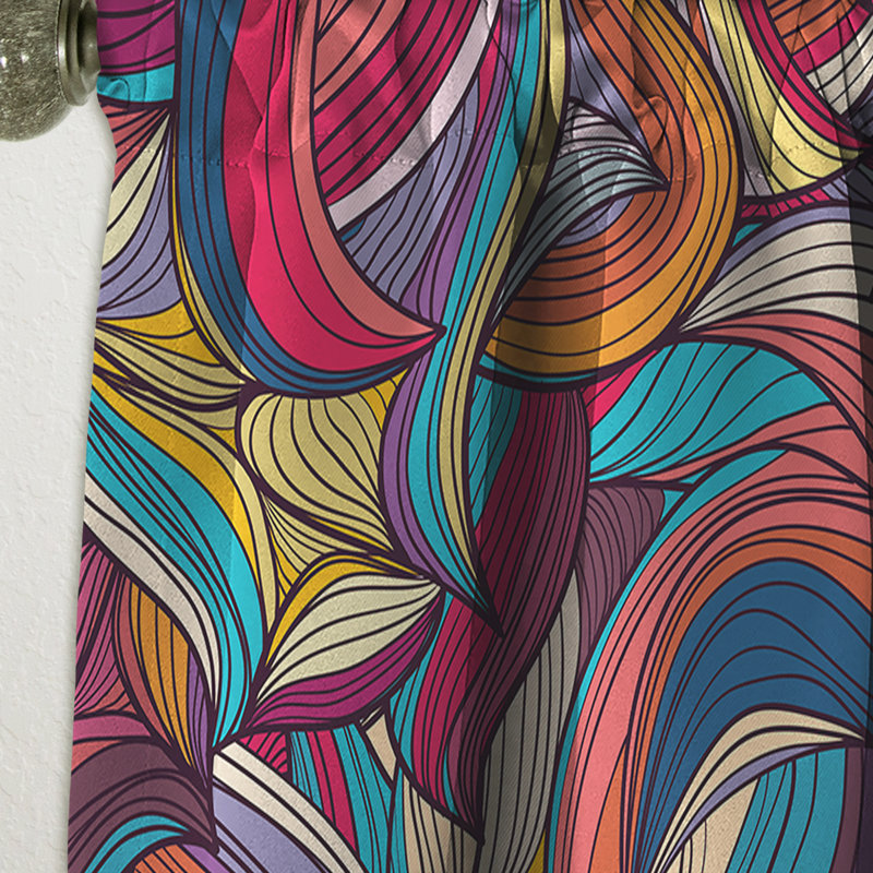 Colorful Wave Pattern - Modern Blackout Curtain Single Panel, 52" W x 84" L