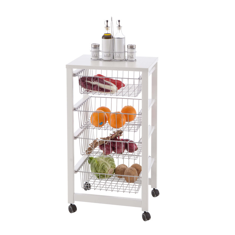 Ruthar Solid Wood Bar Cart, White