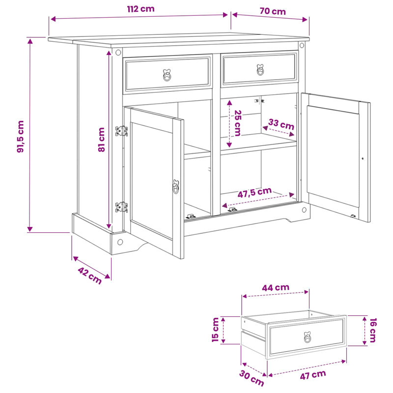Solid Wood Kitchen Island, White