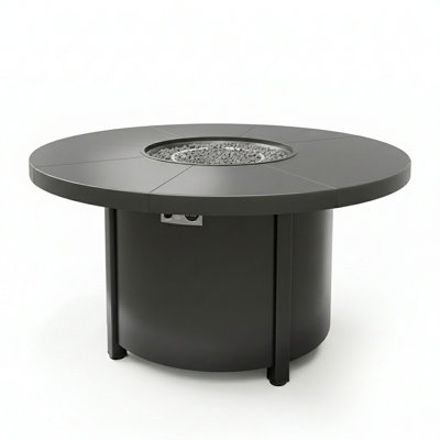 Dobbs 48" Round Fire Pit Table 40,000 BTU Carbon Steel Construction Adjustable Feet Magnetic Gas Door