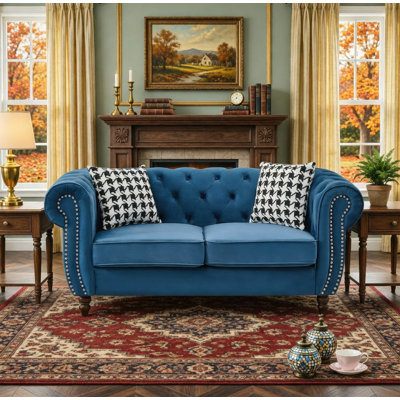Canapé 65 po en tissu d'ameublement Chesterfield