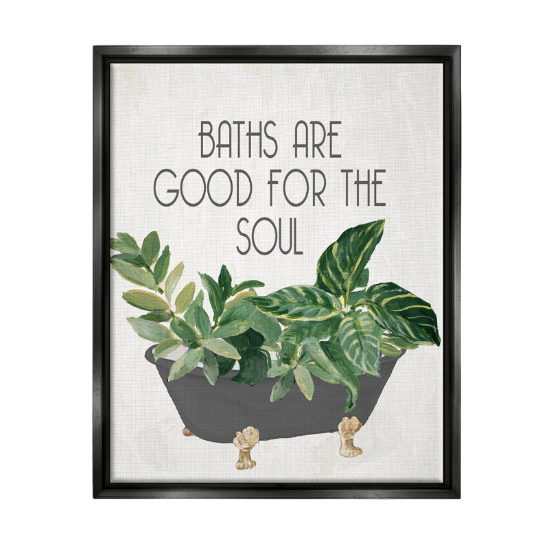 "August Grove®", "Botanical Bath", art mural encadré par Lanie Loreth, Cadre flottant noir de jais