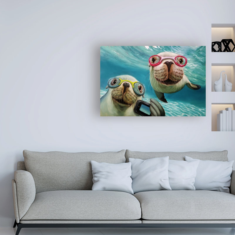 Reproduction d’art sur toile tendue « Underwater selfie » par Lucia Heffernan, H 12 po x l 19 po x P 2 po