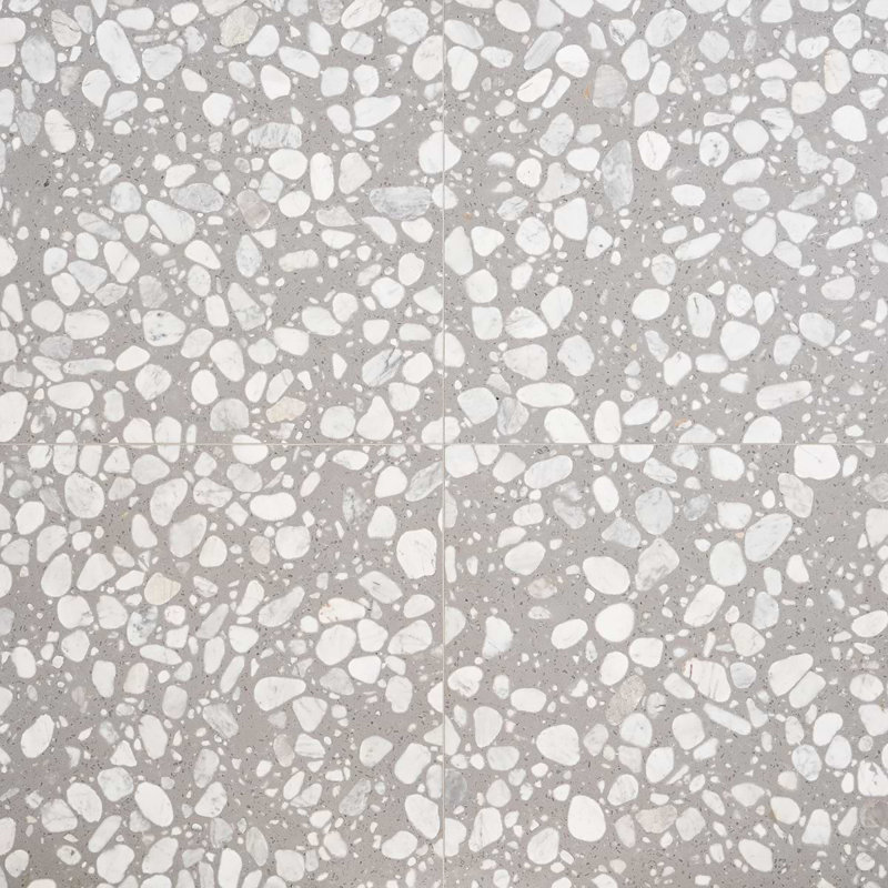 Terrazzo Italy Sacra 24x24 Honed Marble Tile, Sacra Grigio Gray