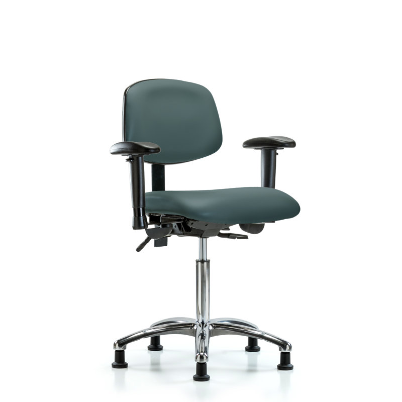 Shaylee Vinyl Task Chair, Colonial Blue, Glides, Not Included