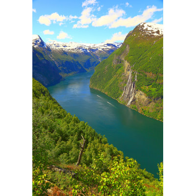 Above Geiranger Fjord and Seven Sisters Waterfall, Norway by Agustavop