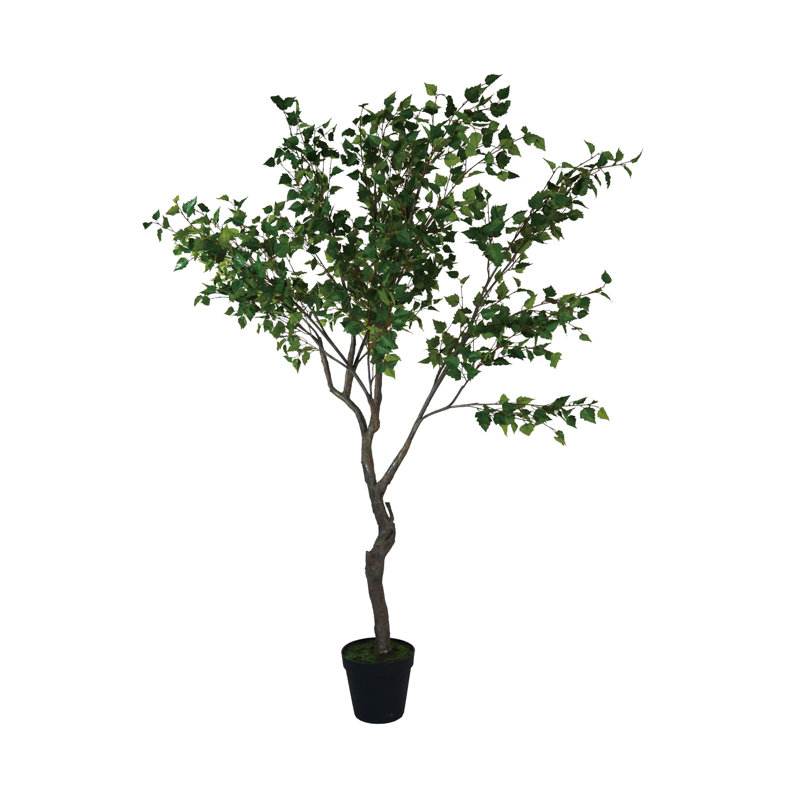 Faux Birch Tree In Plastic Pot